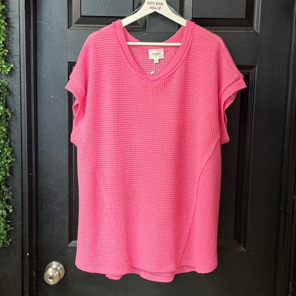 ANDREE BY UNIT Vibrant Pink Short Sleeve Top